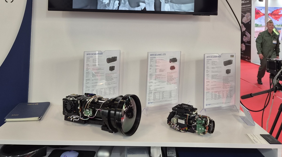NYX cooled thermal imaging camera modules and specification sheets on display at the TBT booth